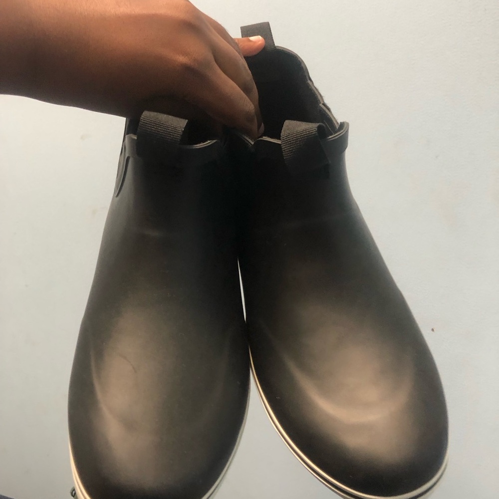 Black rain boots